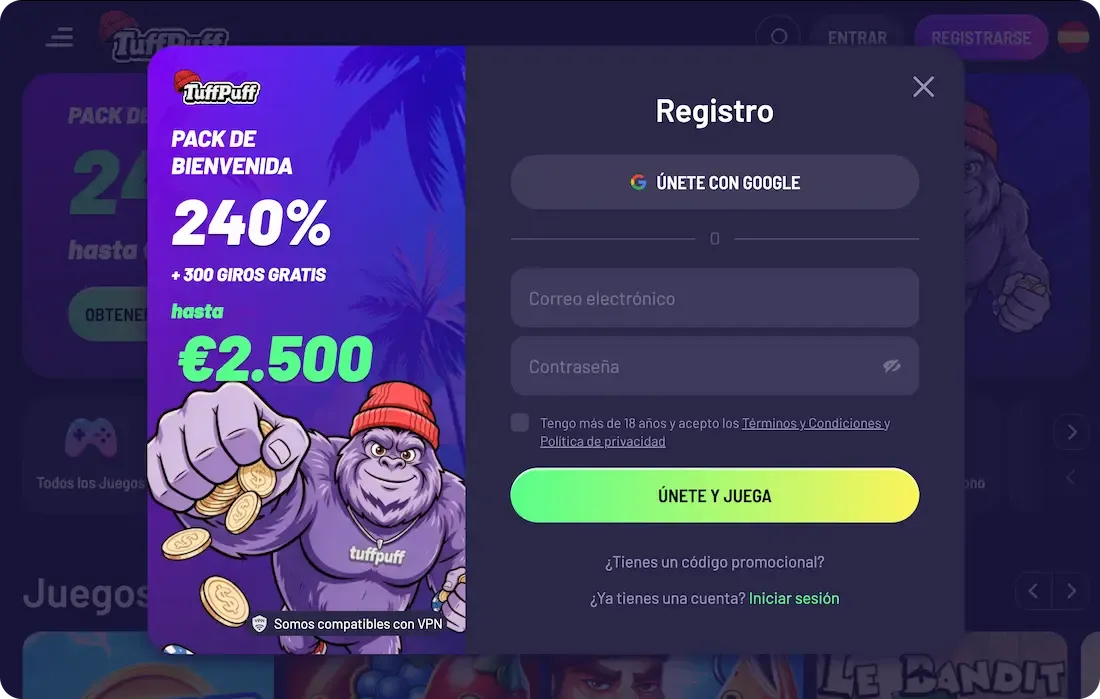 registro en el casino tuffpuff